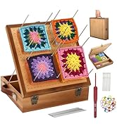 BROWNKNOT 11.4'' Crochet Blocking Board with Storage Drawer &amp; Pegs, Grammy Square Bamboo Blocking...