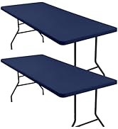 homing 2 Pack 6 Foot Rectangle Elastic Fitted Tablecloth, Waterproof Fabric Table Cover, Washable...
