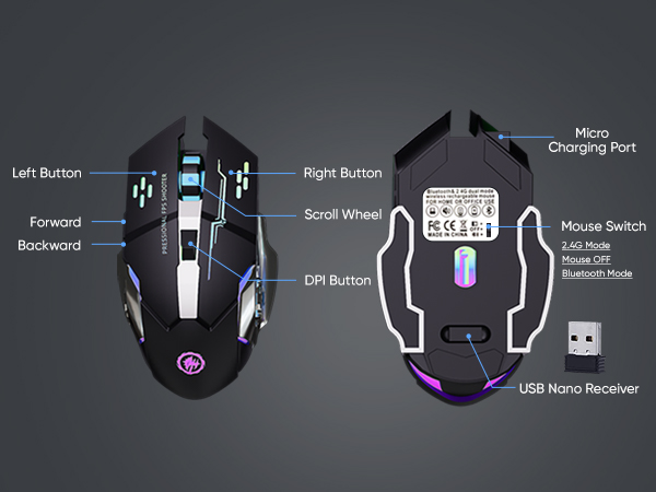 wireless bluetooth gaming mouse