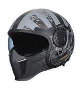 TRIANGLE Open Face Motorcycle Helmet 3/4 Half for Men with Extra Clear Visor Cruiser Scooter Stre...