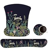 Mouse Pad Wrist Support Keyboard Wrist Rest Set, Ergonomic Gel Mouse Pad with Coasters, Non-Slip ...