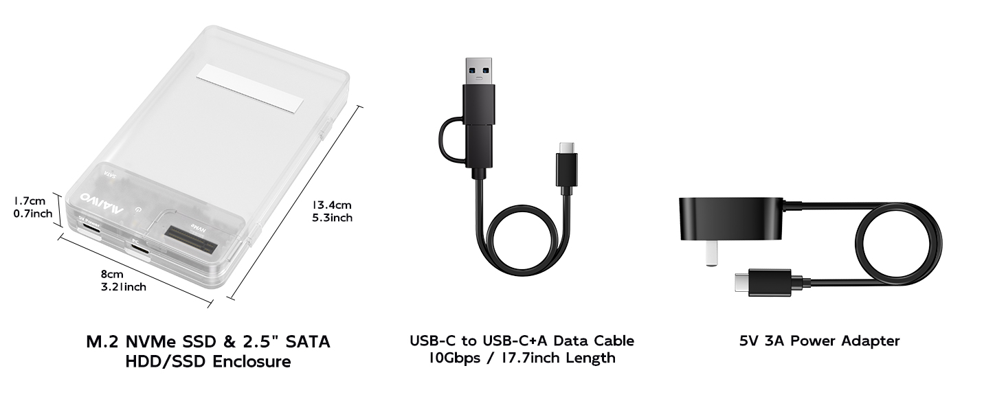 M.2 pcie NVMe hard drive enclosure 2.5 inch dock hard disk caddy reader usb type-c housing case
