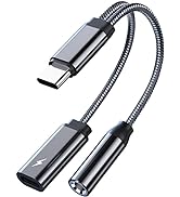 USB C to 3.5mm Headphone and Charger Adapter,2 in 1 USB C to 3.5mm Jack Headphone Charger Adapter...