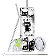 xiiai Cat Lovers Gifts, Cat Gifts For Women, Black Cats Tumbler 20oz, Cute Tumblers For Woman Wit...
