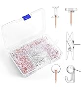 GOOLADA 275pcs Clear Push Pins,5 Types Clear Thumb Tacks, Plastic Head Thumbtacks, Tacks, TACS, P...