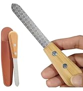 KINTEGOOD Stainless Steel Nail File with Anti-Slip Grip, Bamboo Handle, Double-Sided Coarse and F...