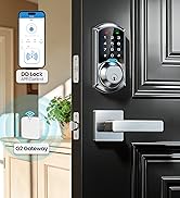 Veise VE07-L Fingerprint Smart Locks for Front Door with 2 Lever Handle Set, App Control, Keyless...