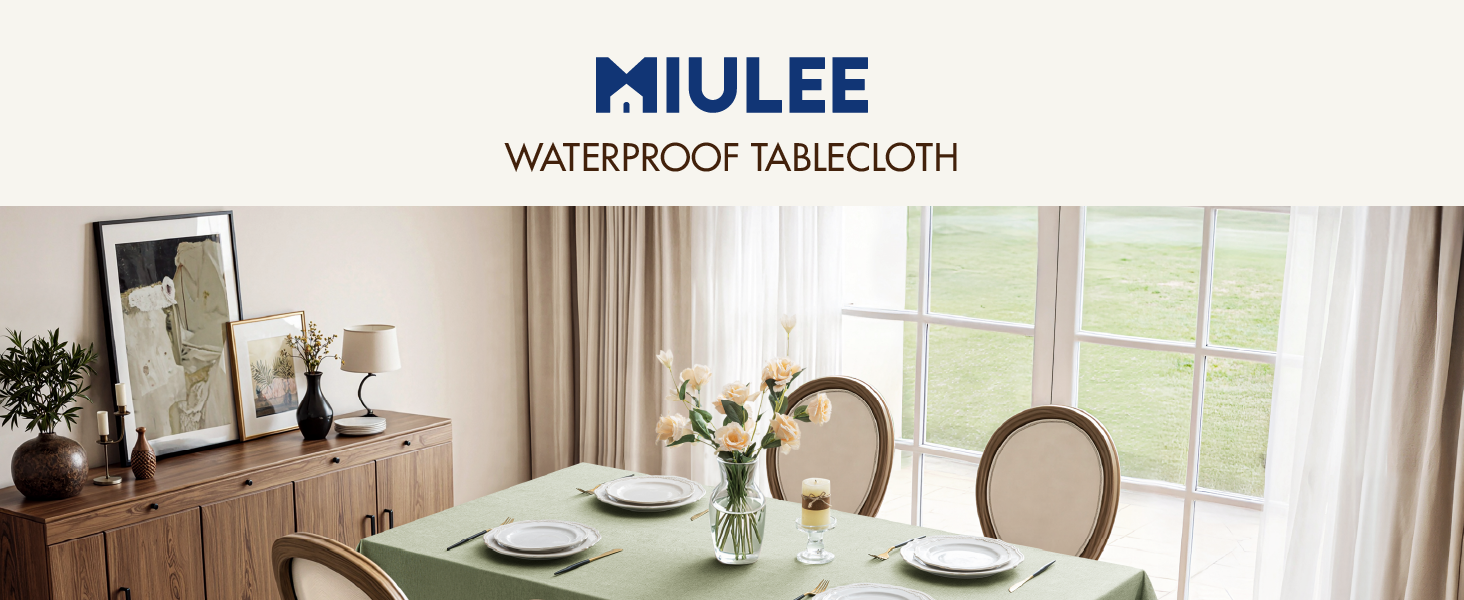 MIULEE Rectangle Linen Polyester Tablecloth