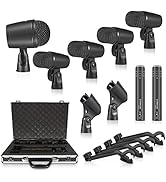Phenyx Pro Drum Microphone Kit, Drum Mics 7-Pieces, Full Metal Wired Dynamic Drum Mic Set for Bas...