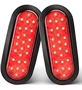 Oyviny 6 Inch Oval Red LED Trailer Tail Lights 2PCS, Super Bright 24LEDs Oval 6