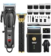 Professional Hair Clippers for Men, Cordless Complete Barber Kit with Electric Hair Clipper T-Bla...