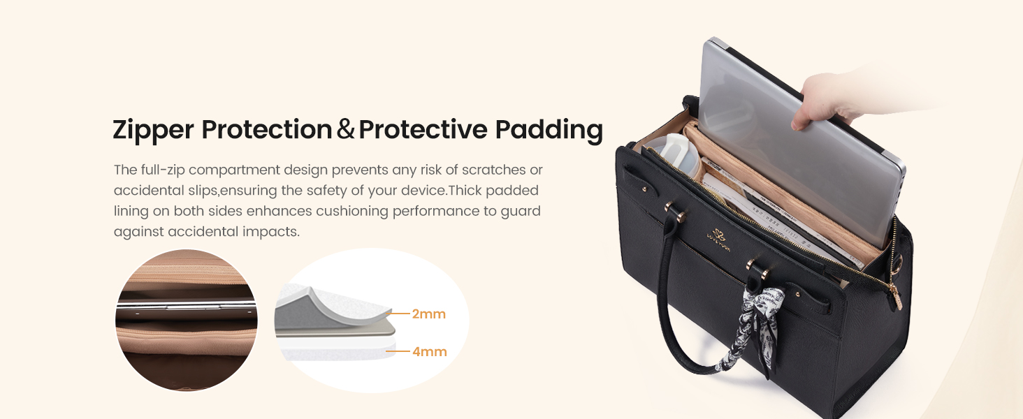 LOVEVOOK Laptop Bag with thick padded lining and full-zip compartment to protect device from bumps.