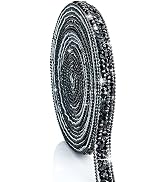 Dowarm 3 Yards Black Rhinestone Ribbon Crystal Self Adhesive Tape Bling Diamond Sticker Glittery ...