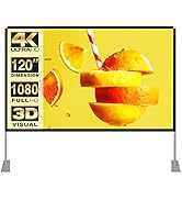 Projector Screen with Stand 120 inch 16:9 HD 4K Outdoor Indoor Projection Screen for Home Theater...