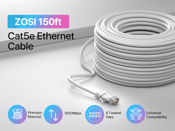 zosi 150ft cat5e ethernet cable
