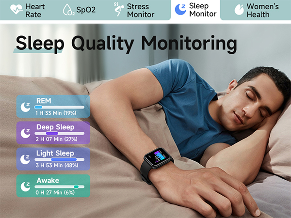 Smartwatch with Bluetooth Calls, Heart Rate/Sleep/SpO2 Monitor, IP68 Waterproof Fitness Tracker
