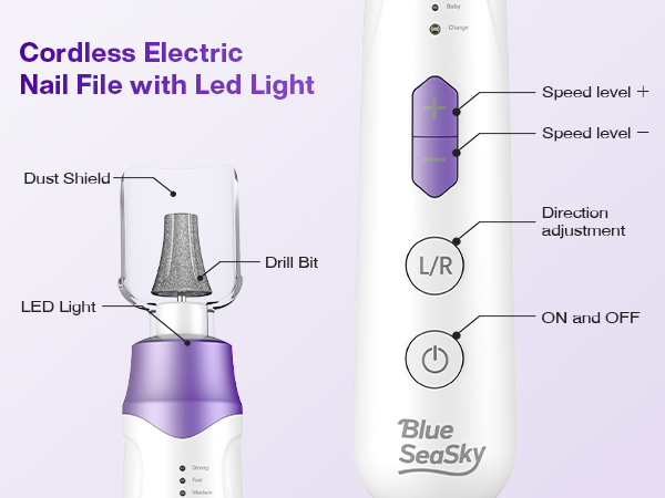 gel nail file cordless nail file nail efile purple