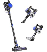 DUMOS Cordless Vacuum Cleaner, Lightweight Rechargeable Upright Vacuum with Flexible Steering, Ex...