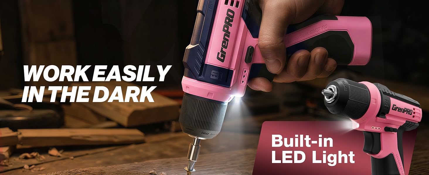 8V Pink Cordless Drill Set