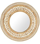 Kouboo Peacock Decorative Wall Mirror in Rattan, Natural Color