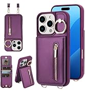 KYFSJPT Crossbody Wallet Case for iPhone 16 Pro Max, with Card Slots Zipper Pocket Case, Flip Fol...