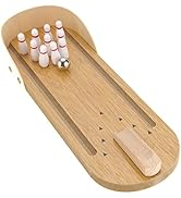 Mini Bowling Set Wooden Table Top Mini Arcade Game Toy Portable Tiny Bowling Office Desk Stress R...