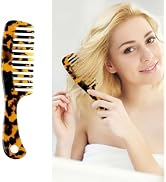 Large Wide Tooth Hair Comb, LADYAMZ [Tortoise Shell] Cellulose Acetate Round Tooth Comb for Strai...