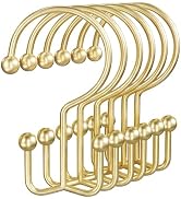 OEH Shower Curtain Hooks, Metal Shower Curtain Rings, Gold Shower Curtain Hooks Rust Proof, Doubl...