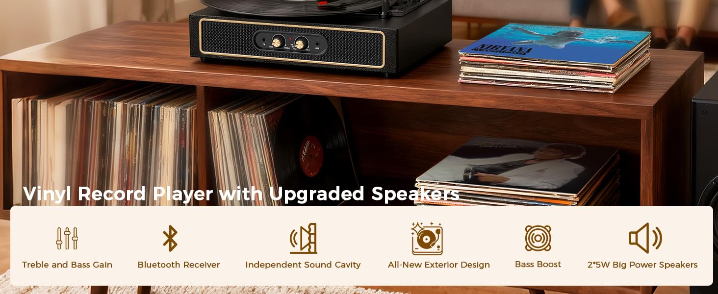 black record player with speakers