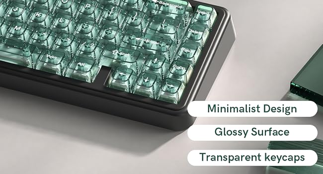 Green Clear keycaps,Transparent Keyboard keycaps,Jelly Key caps Set,Shine Through keycap