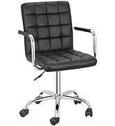 SUPER DEAL Modern Mid-Back Desk Office Chair with Wheels - Height Adjustable Armrests 360° Swivel...