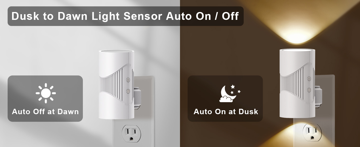 easuntec night light dusk to dawn light sensor auto on auto off white A+ desktop 003