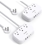 2 Pack Cruise Essentials, 5 Ft Flat Extension Cord, 3 Outlets 4 USB Ports(2 USB C) Flat Plug Powe...