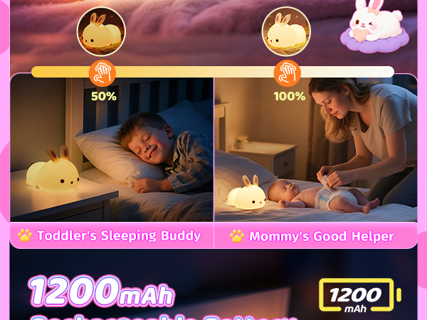 bunny night light for kids night light for baby nursery night light kids lamp