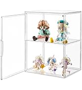 Amllas Acrylic Display Case for Collectibles,Clear Acrylic Display Box with 3 Adjustable Layers a...