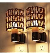 L LOHAS LED Night Lights Plug into Wall, 2 Pack Cylindrical Ironwork Boho Lampshade Decor Night L...