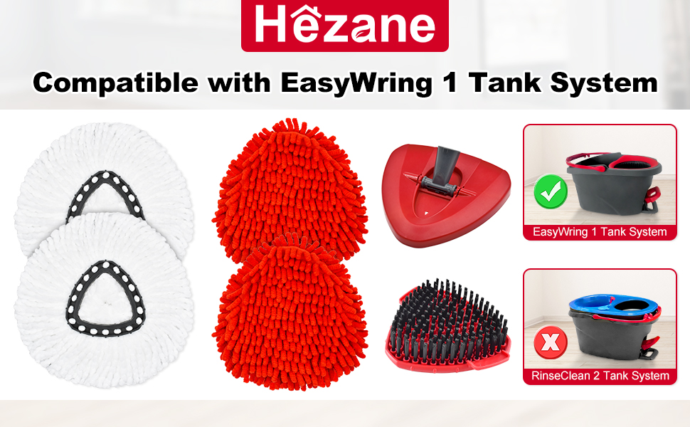 Mop Heads Replacement Compatible with O-Cedar EasyWring 1-Tank System