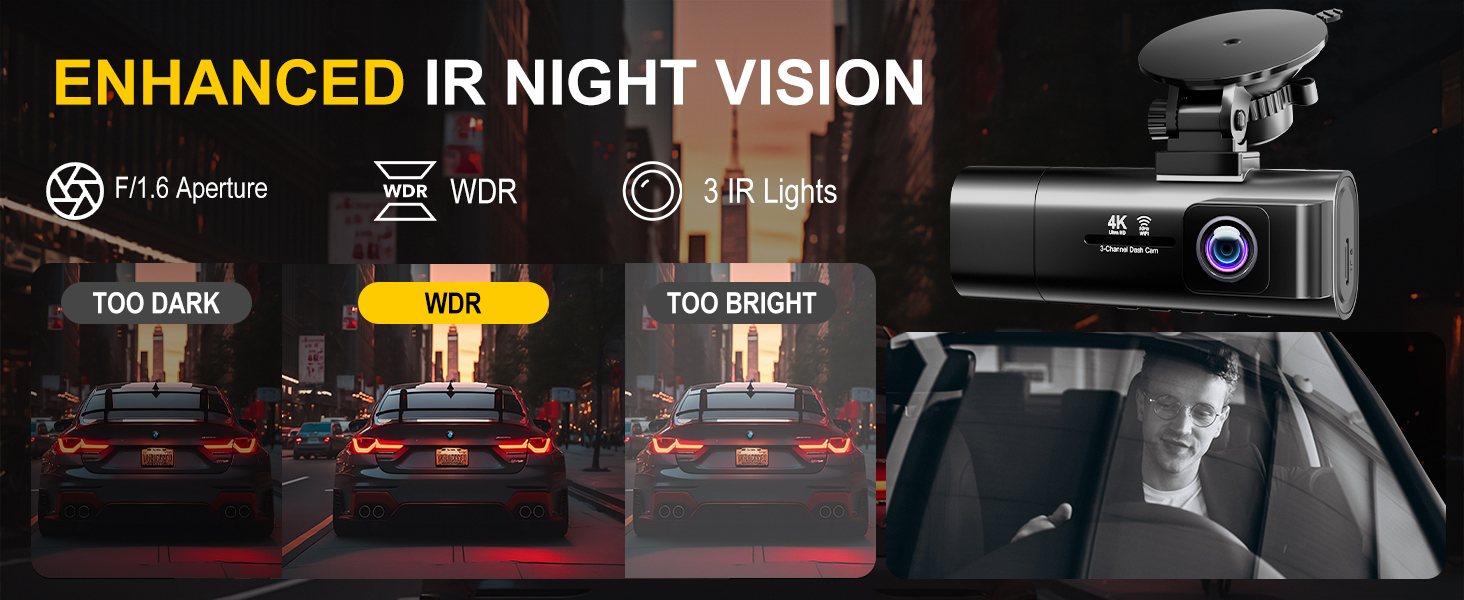 dash cam with night vision, starvis 2 dash cam, dash cam with starvis 2 sensor