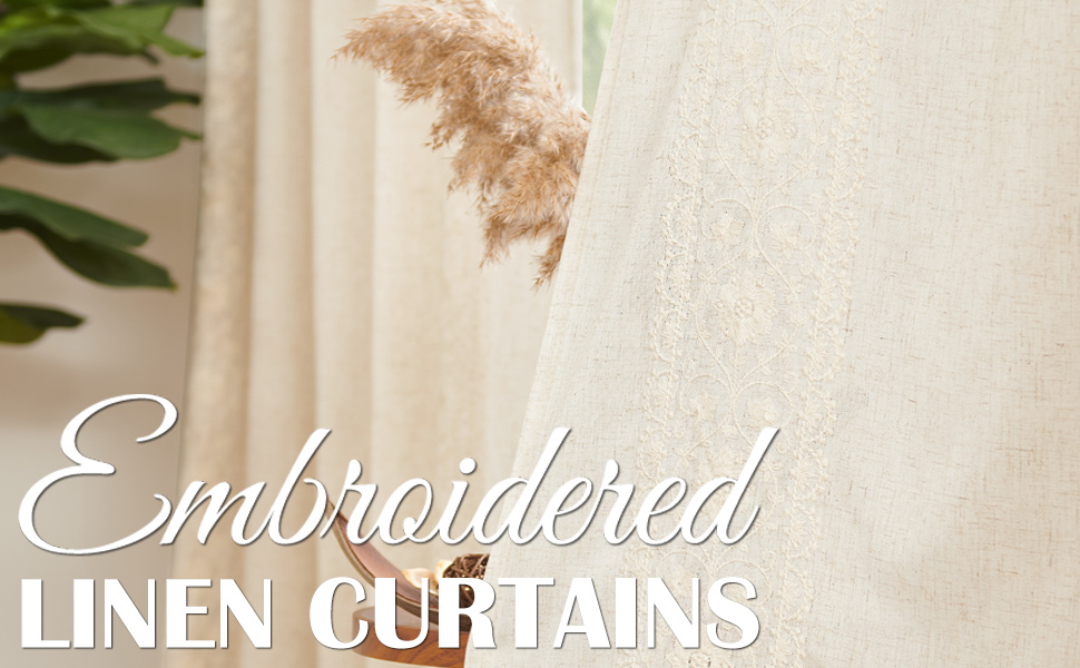 embroidered linen curtains