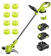 JAGROM 12-inch Cordless String Trimmer with Fast Charger, 2 X 2.0Ah Battery Powered Weed Wacker w...
