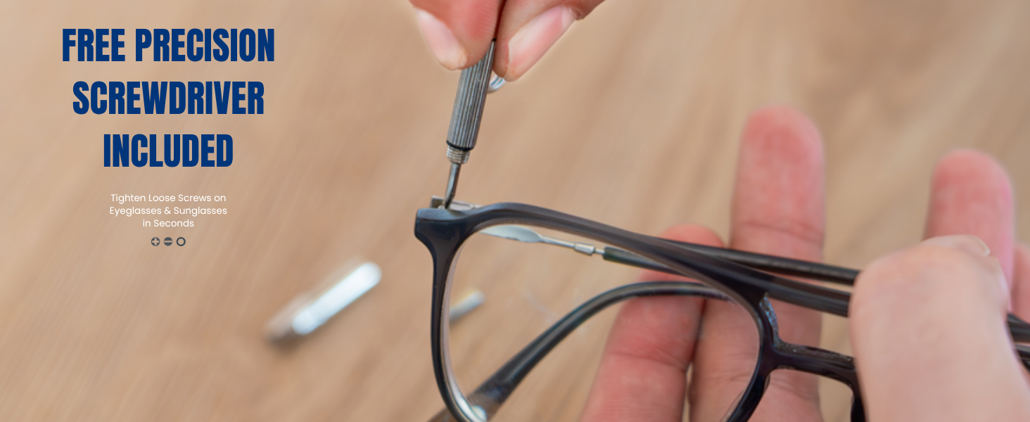 DULOX LINE kit includes free precision screwdriver to tighten eyeglasses and sunglasses screws