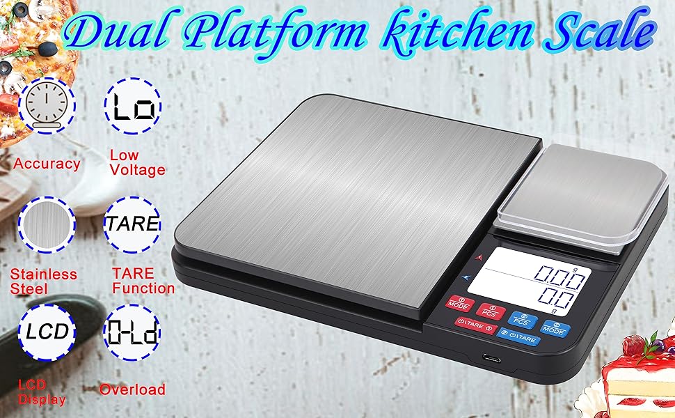 Stainless Steel Dual Platform Digital Kitchen Scale