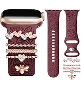 DaQin Flower Engraved Band Compatible with Apple Watch Band 40mm 38mm 41mm 44mm 42mm 45mm 49mm Wo...