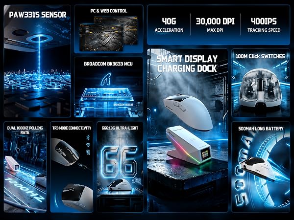 ATTACK SHARK X11PROV2 Tri Mode Lightweight Wireless Gaming Mouse