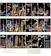 Georgie Porgy Scratch Paper Art Set for Kids Adults Magic Rainbow Scratchboards for DIY Arts and ...