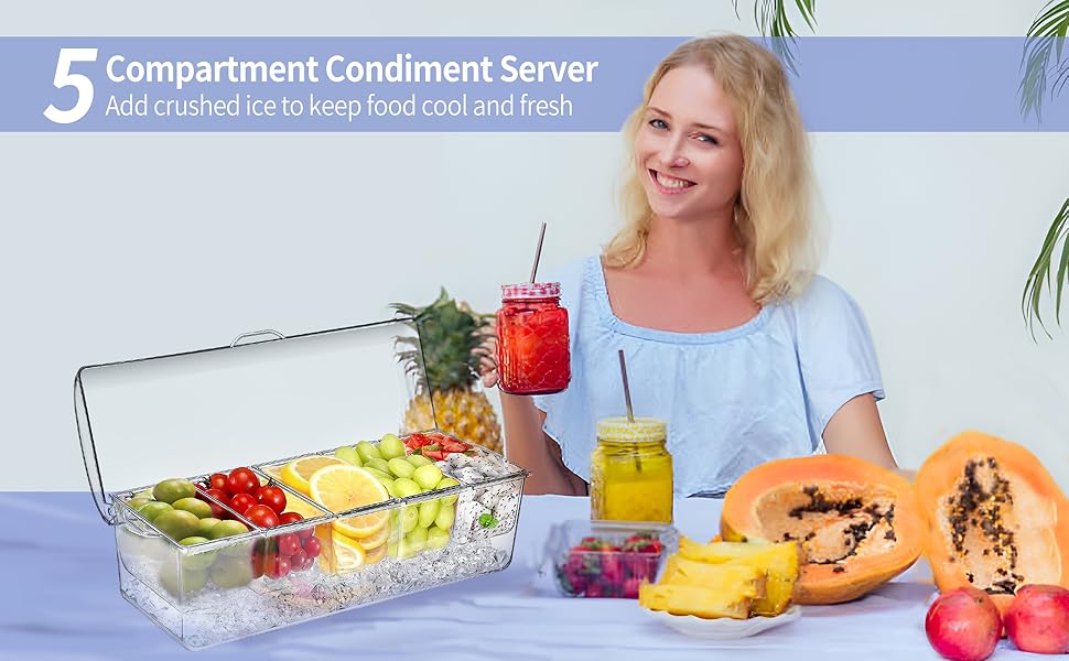 condiment containers with lids ice chilled party platter charcuterie board bar fruit tray food tray