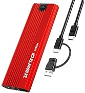 Red M.2 NVMe SSD Enclosure Adapter Tool-Free, 10Gbps USB 3.2 Gen 2 USB C External, M.2 NVMe to US...