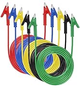 Sumnacon 5Pcs Dual Ended Alligator to Alligator Clips, 15A Alligator Clip Leads with Insulators C...