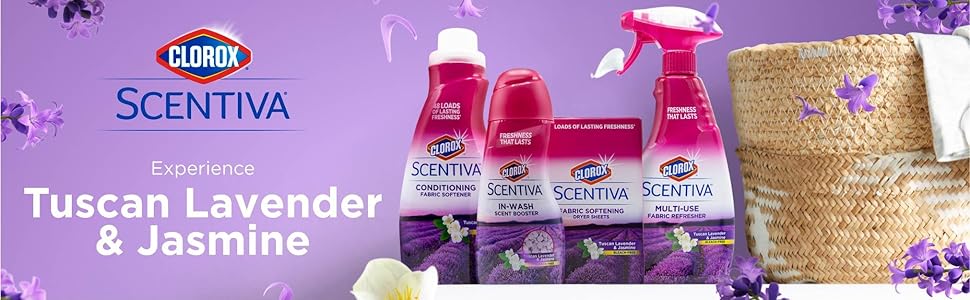 Clorox, Scentiva, Fabric Softener, Laundry, Tuscan Lavender, Jasmine, Scent Booster