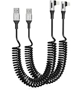 90 Degree iPhone Charger Cable for Apple Carplay, [MFi Certified] Coiled Lightning Cable Right An...